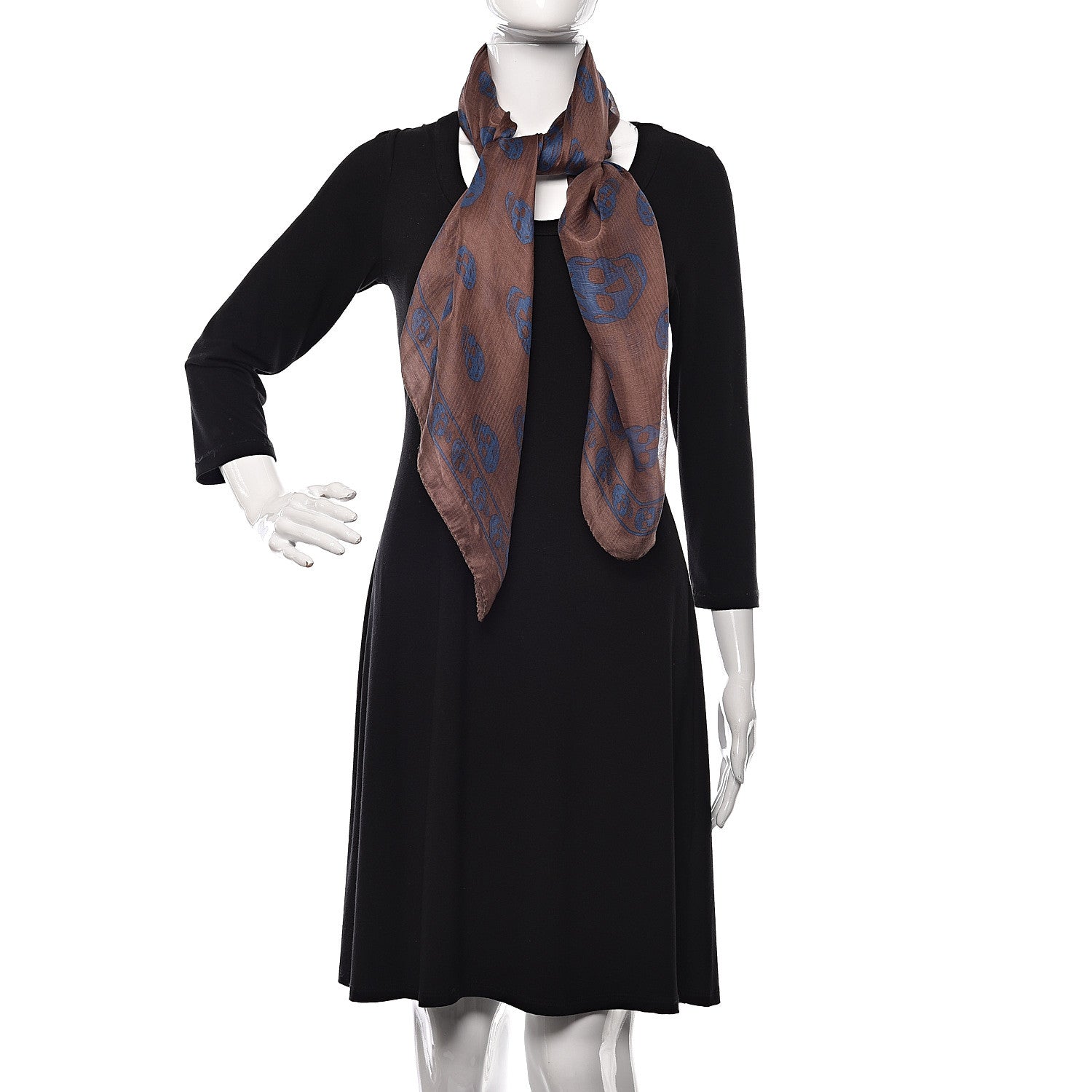 Alexander McQueen Silk Chiffon Skull Scarf Sapphire Light 2 of 5