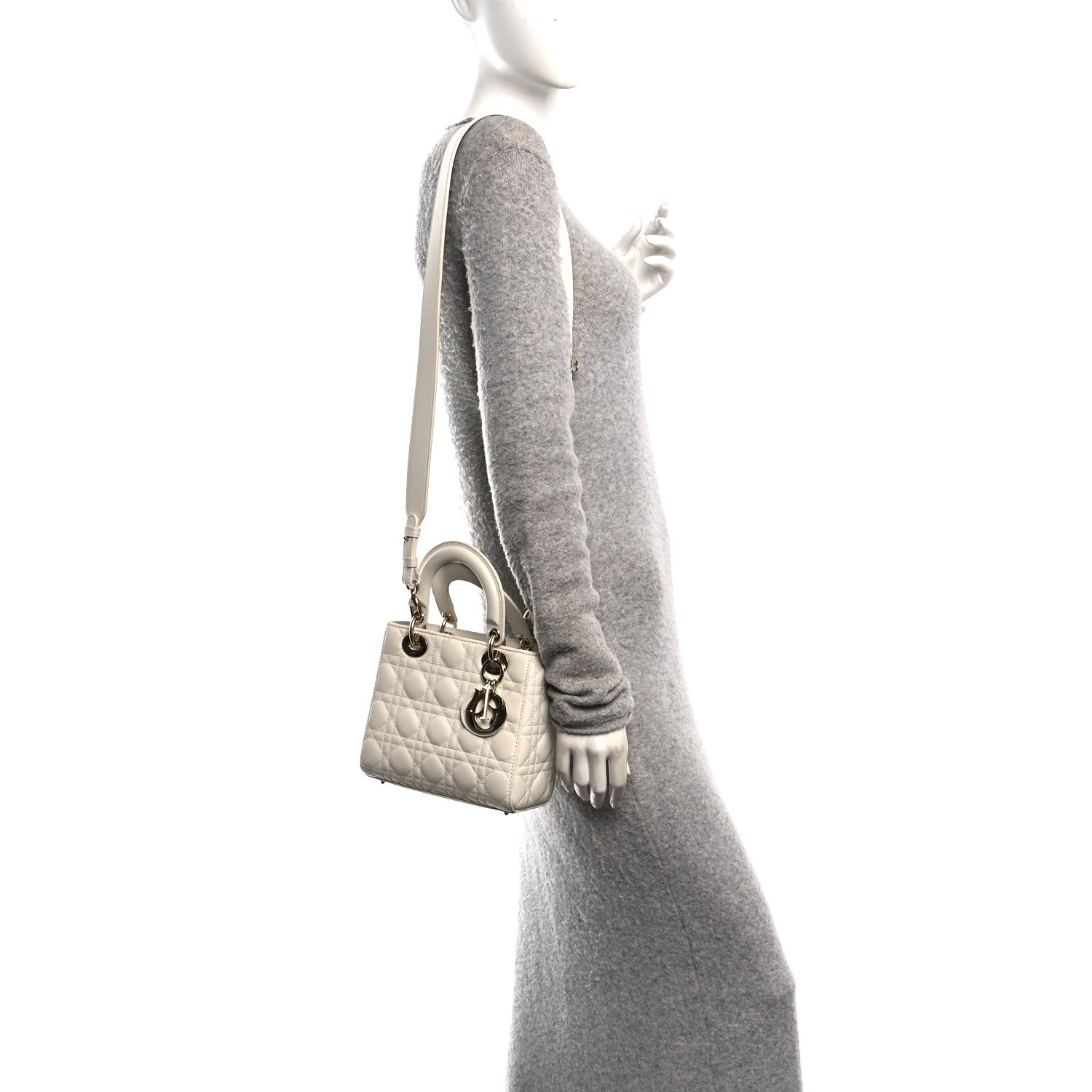 Christian Dior Lambskin Cannage Small My ABCDior Lady Dior White 2 of 10