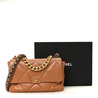 Chanel Lambskin Quilted Large Chanel 19 Flap Brown 11 of 11