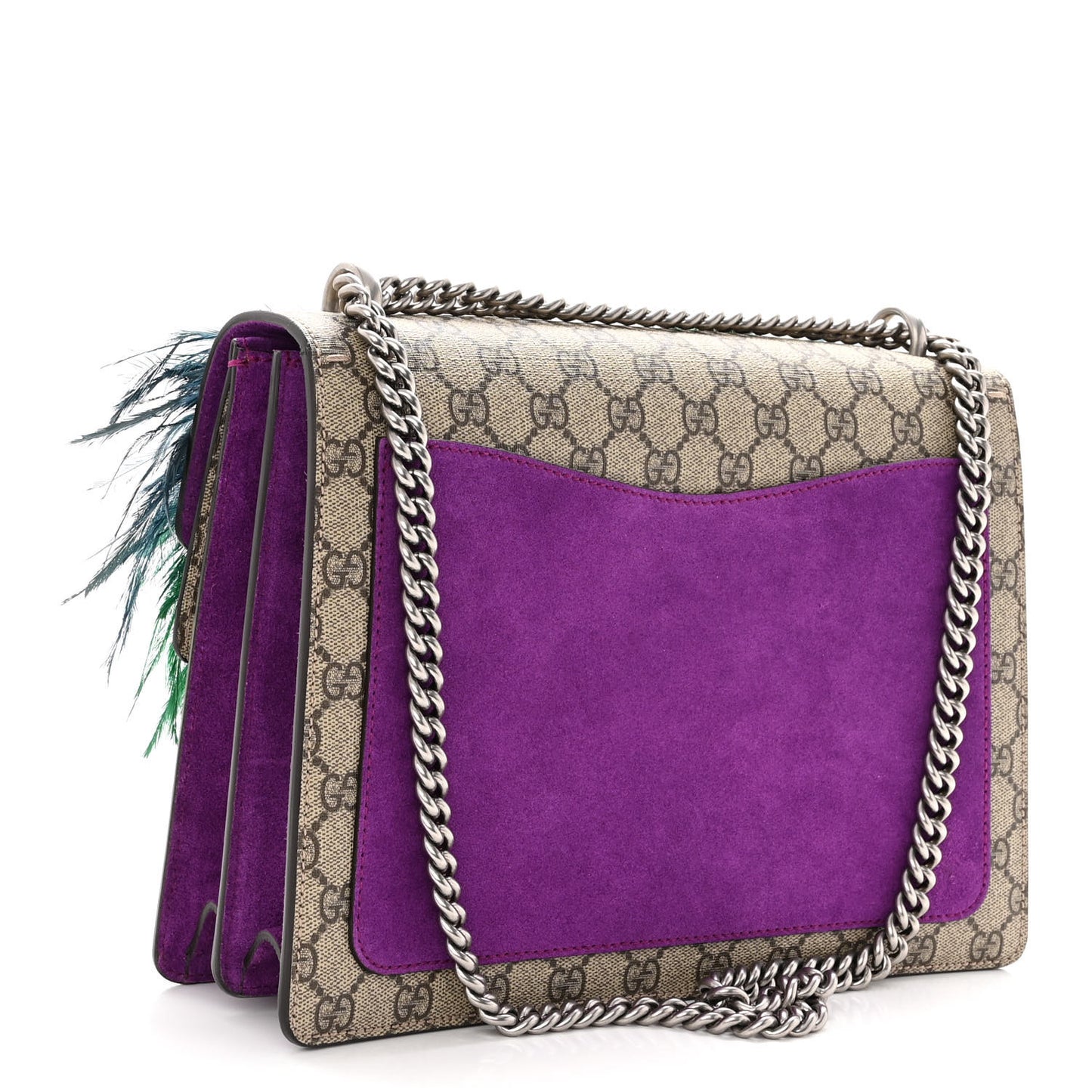 GG Supreme Monogram Feather Embroidered Medium Dionysus Parrot Shoulder Bag Beige Multicolor