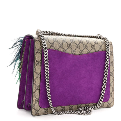 Gucci GG Supreme Monogram Feather Embroidered Medium Dionysus Parrot Shoulder Bag Beige Multicolor 3 of 12