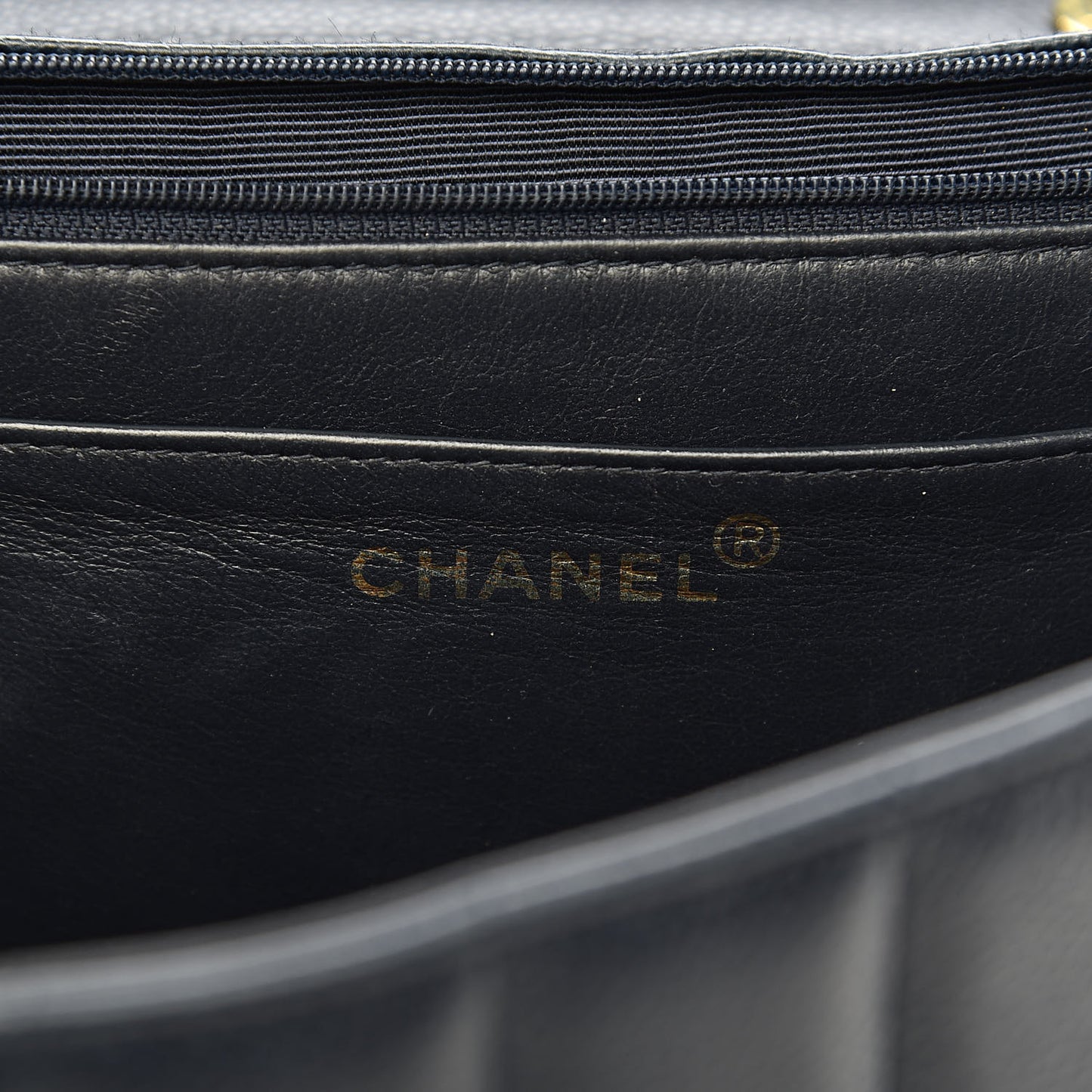 Caviar Vertical Quilted Jumbo Single Flap Black