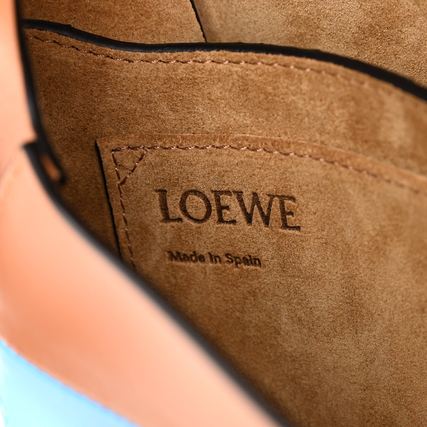 Loewe Calfskin Small Gate Crossbody Bag Tan Sky Blue 6 of 9