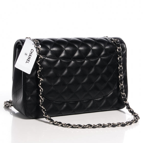 Lambskin Jumbo Double Flap Black