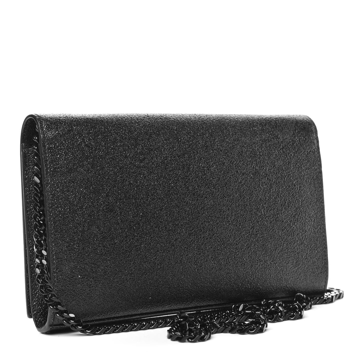 Grained Metallic Calfskin Monogram Chain Wallet Black