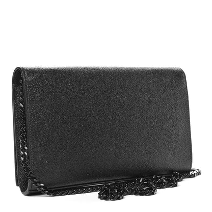 Saint Laurent Grained Metallic Calfskin Monogram Chain Wallet Black 3 of 7