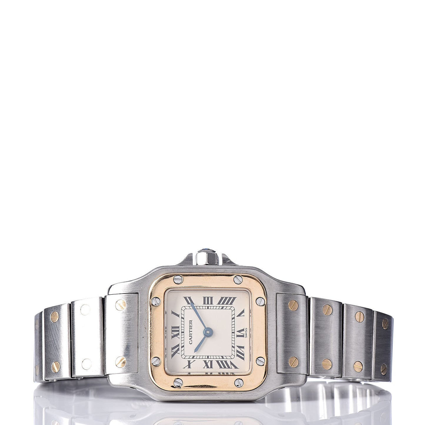 Stainless Steel 18K Yellow Gold 24mm Santos De Cartier Galbee Quartz Watch