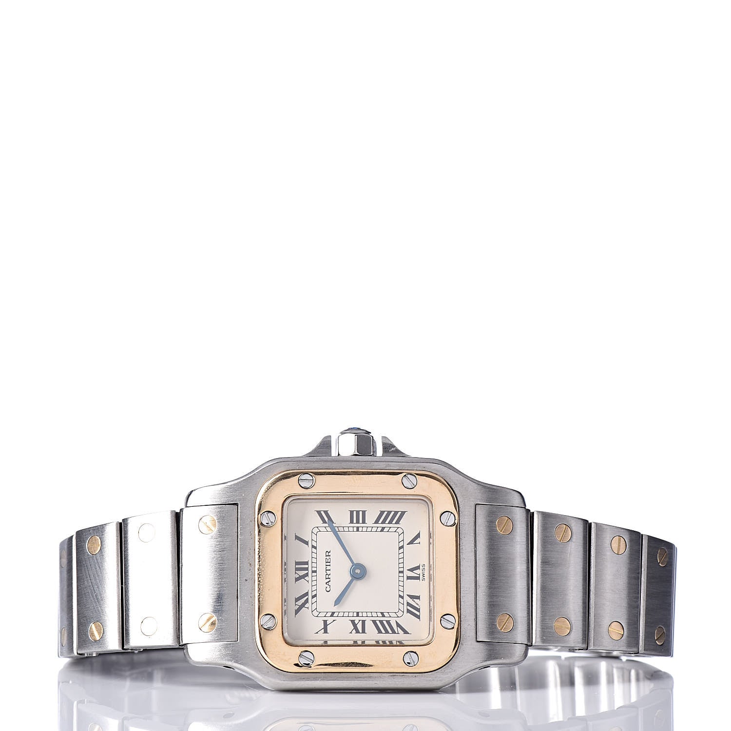 Cartier Stainless Steel 18K Yellow Gold 24mm Santos De Cartier Galbee Quartz Watch 3 of 6