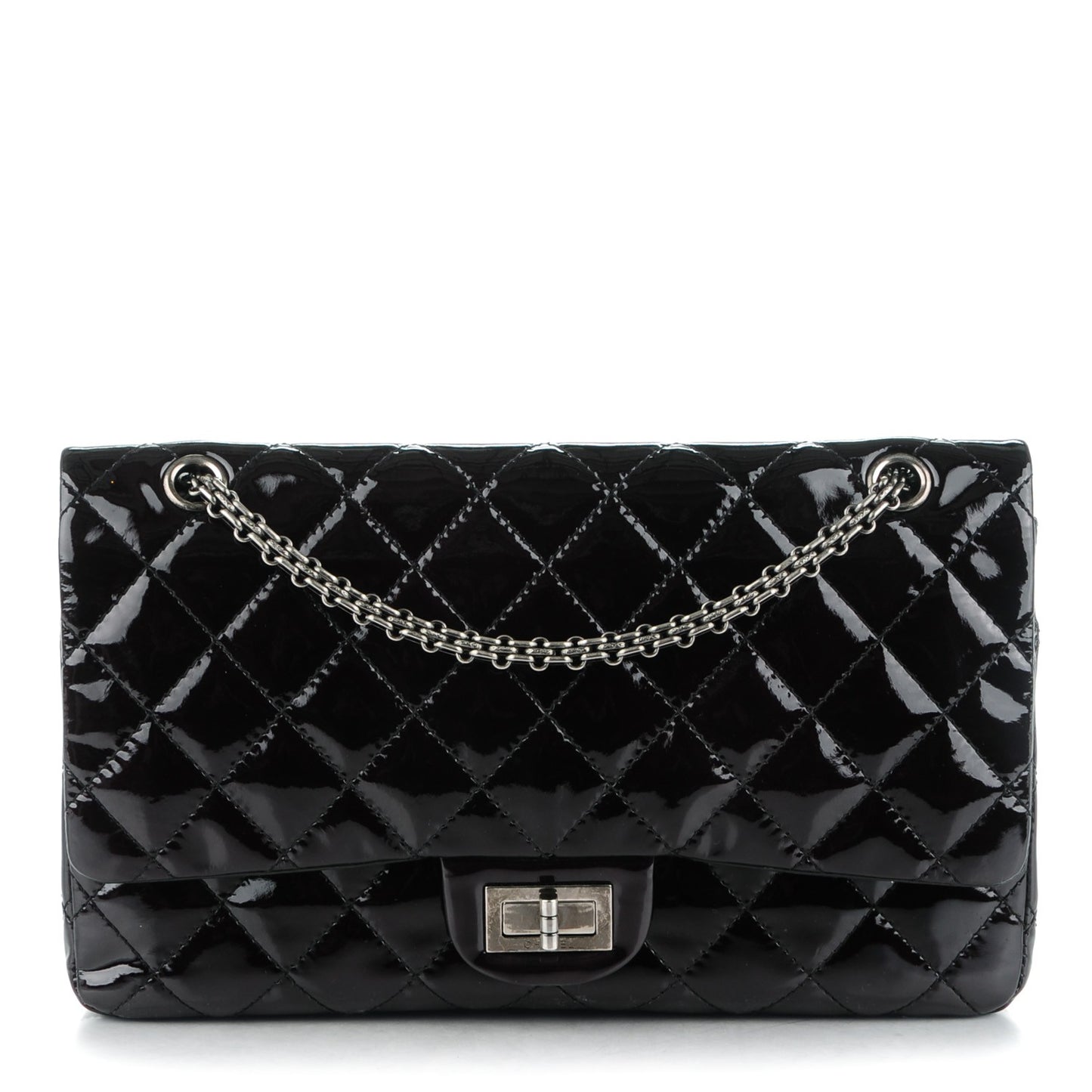 Patent Quilted 2.55 Reissue 227 Flap Black
