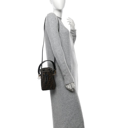 Fendi Vitello Liberty F is Fendi Bi-Color FF 1974 Embossed Mini Mon Tresor Bucket Bag Maya Black 3 of 10