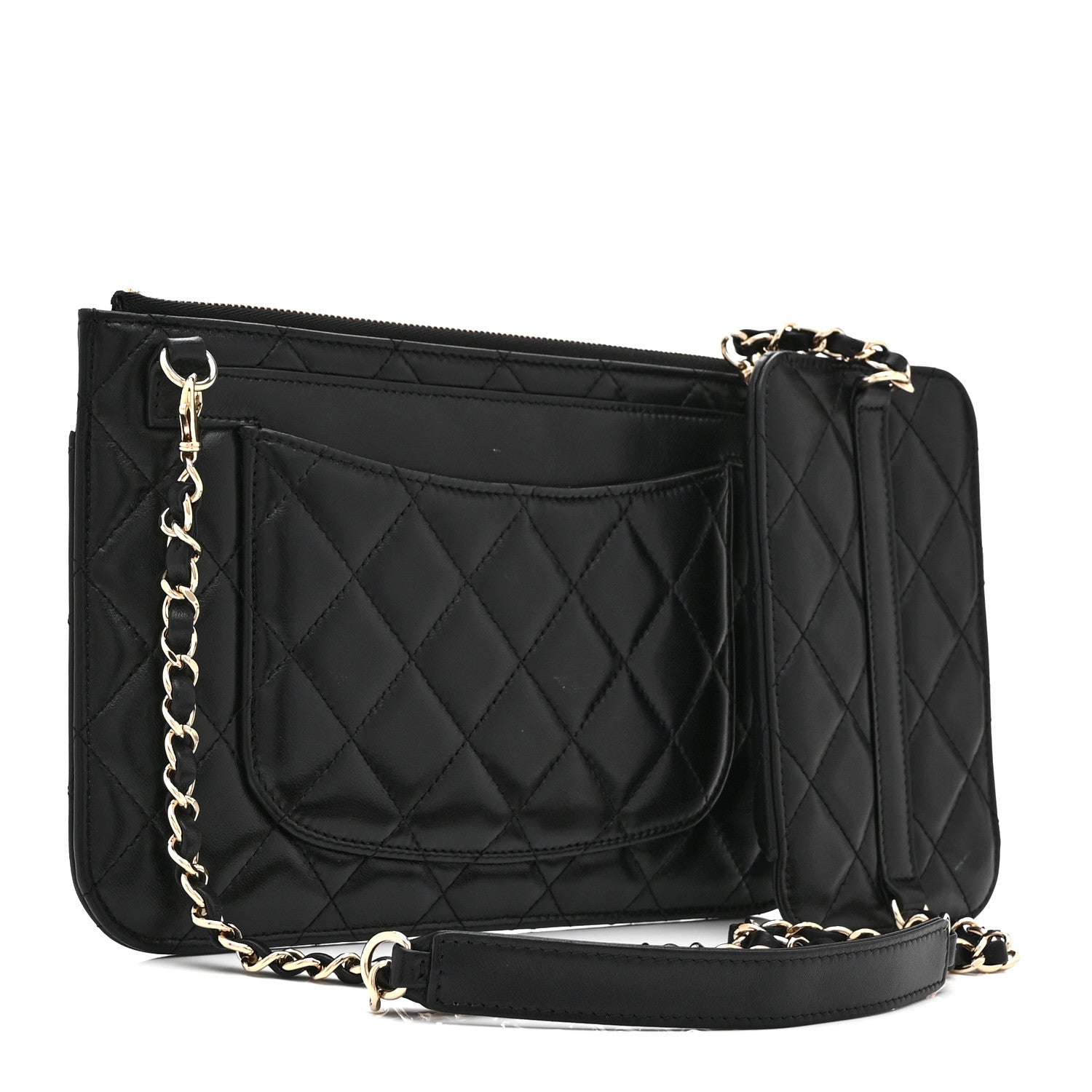 Chanel Lambskin Quilted Clutch With Chain Black 4 of 11