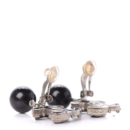 Chanel Enamel CC Drop Earrings Silver Black 3 of 4
