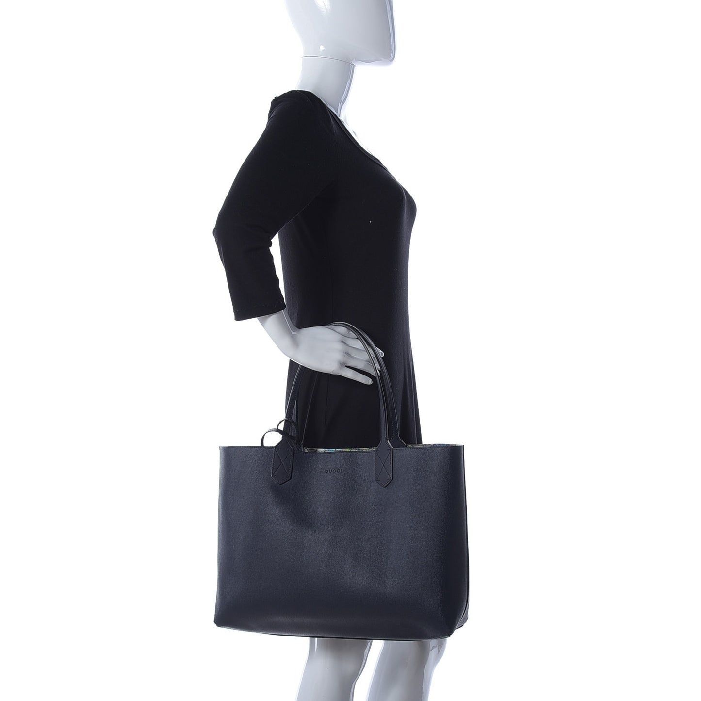 GG Supreme Monogram Blooms Medium Reversible Tote Beige Blue Navy