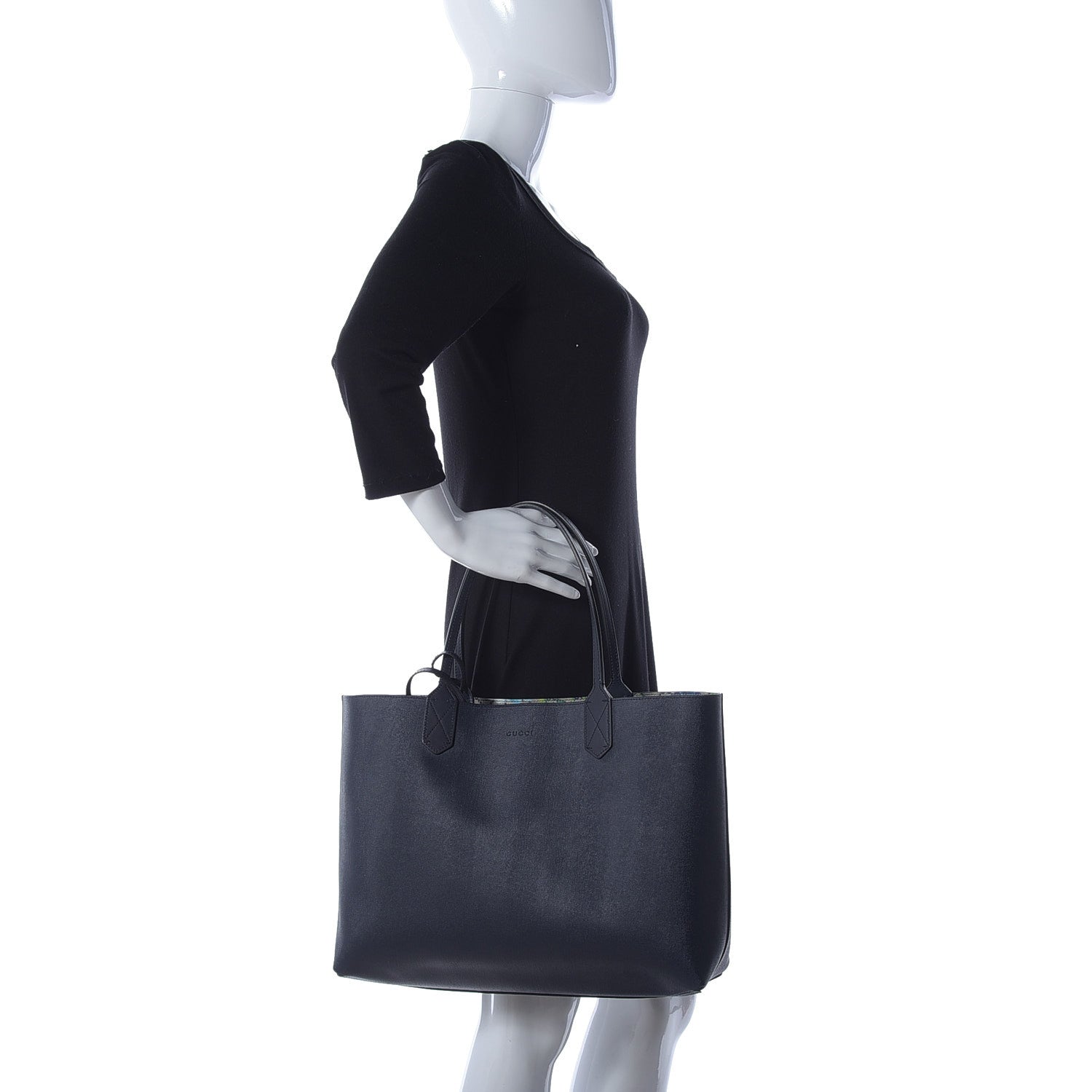 Gucci GG Supreme Monogram Blooms Medium Reversible Tote Beige Blue Navy 2 of 16