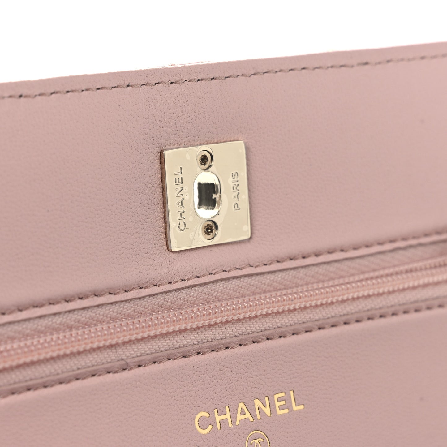 Lambskin Quilted Metal Enamel Flower Top Handle Wallet On Chain WOC Light Pink