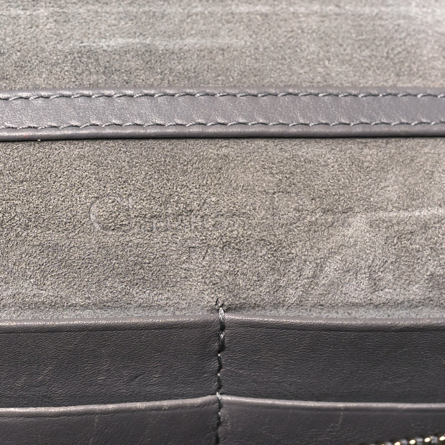 Calfskin J'Adior Wallet on Chain Pouch Grey