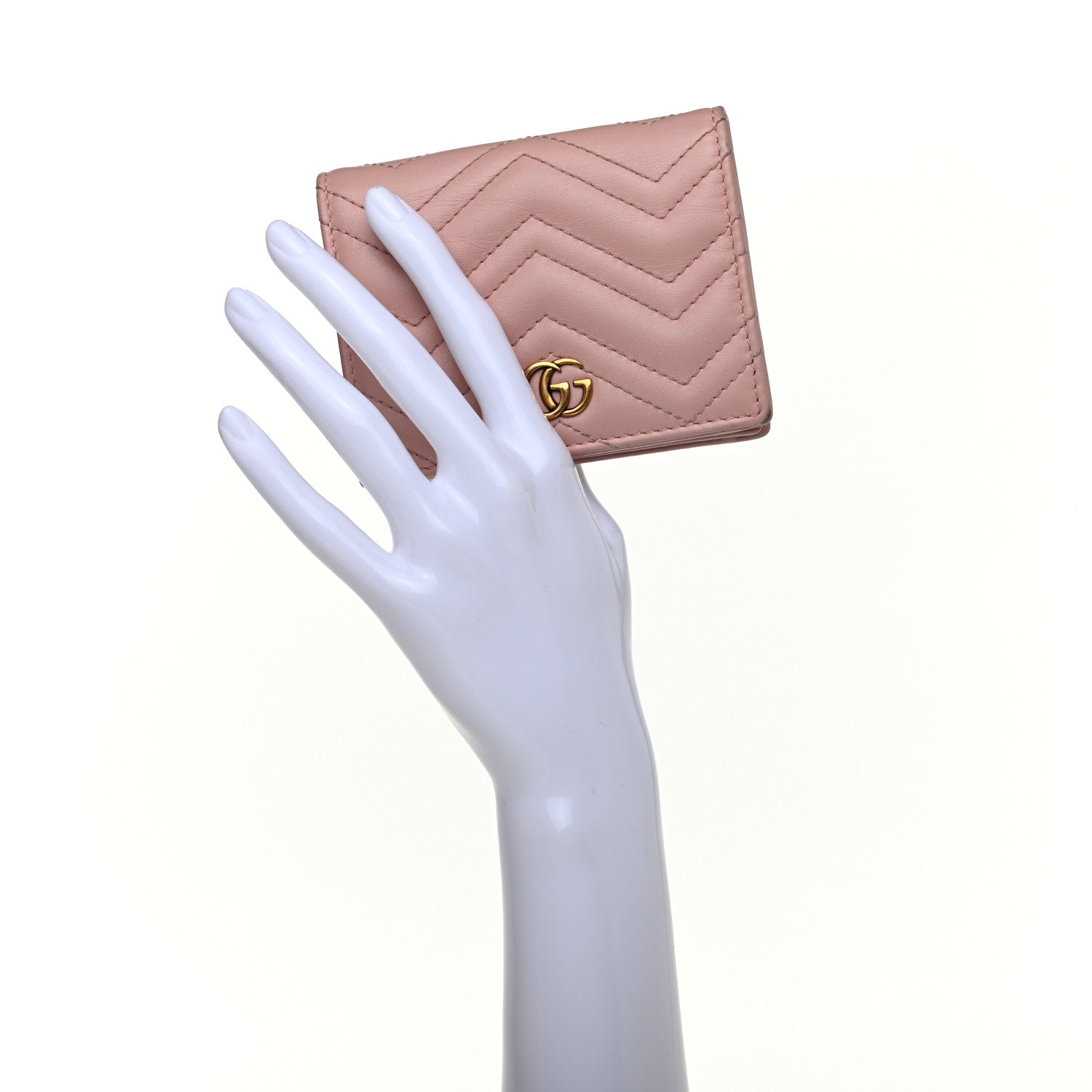 Gucci Calfskin Matelasse GG Marmont Card Case Perfect Pink 2 of 7