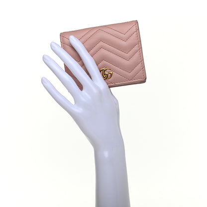 Gucci Calfskin Matelasse GG Marmont Card Case Perfect Pink 2 of 7