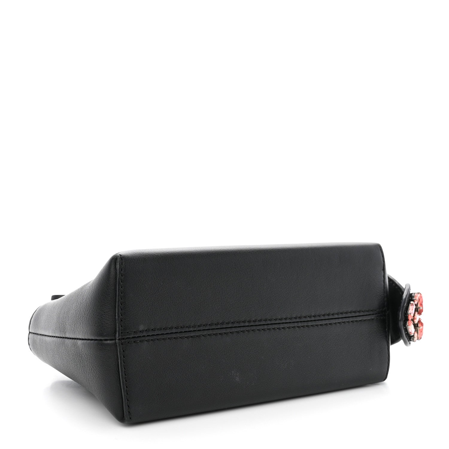 Fendi Vitello Dolce Crystal Heart Croc Tail Mini By The Way Boston Bag Black Rosso 4 of 11