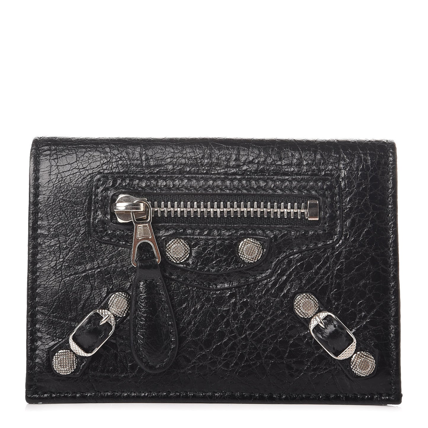 Agneau Giant 12 Silver Hardware Card Case Black