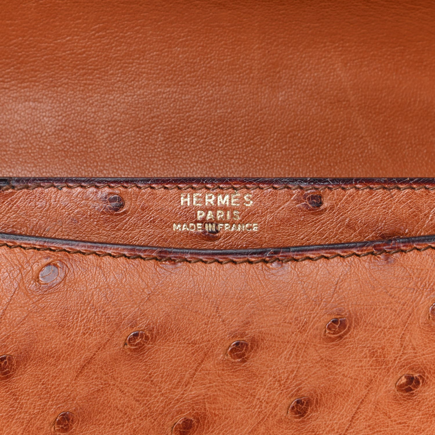 Hermes Ostrich Medor Shoulder Bag Gold 8 of 9