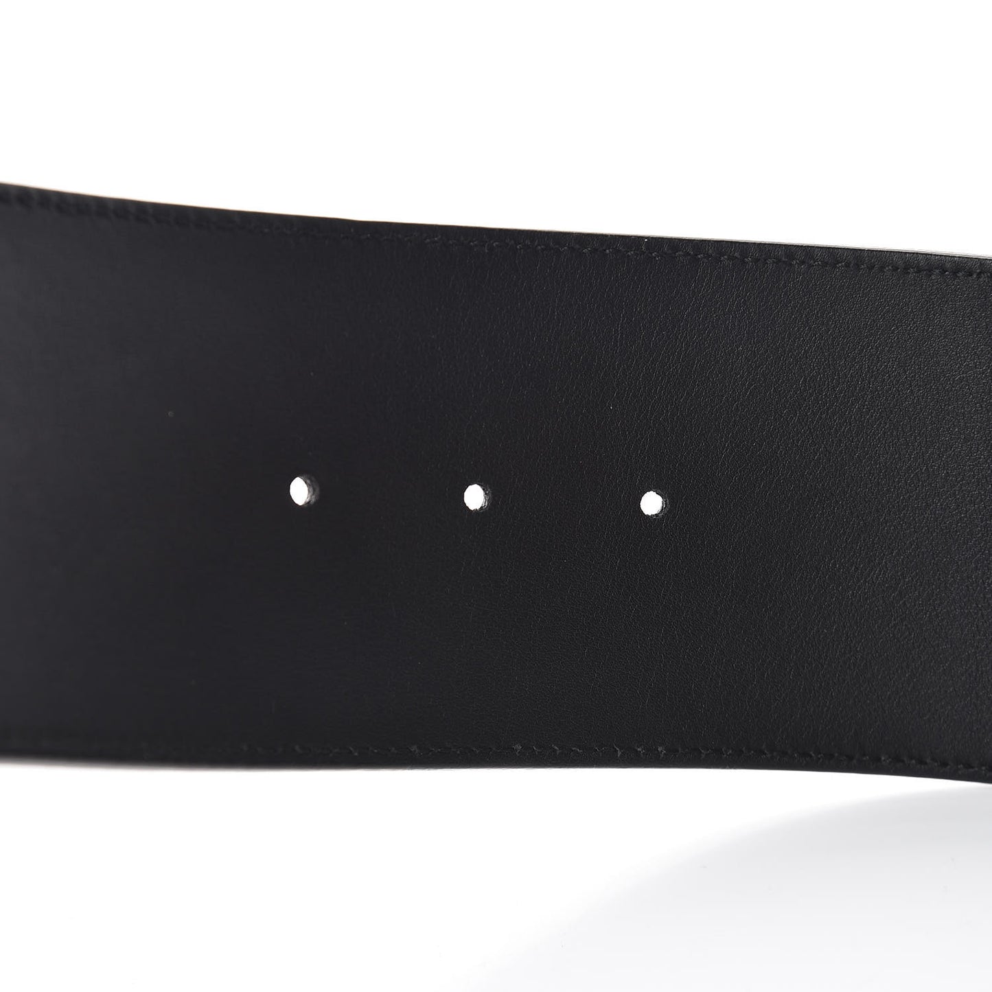 Moon Calfskin Pearl Double G 70mm Belt 85 34 Black Cream