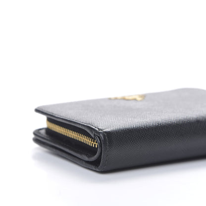 Prada Saffiano Metal Compact Wallet Black 5 of 9