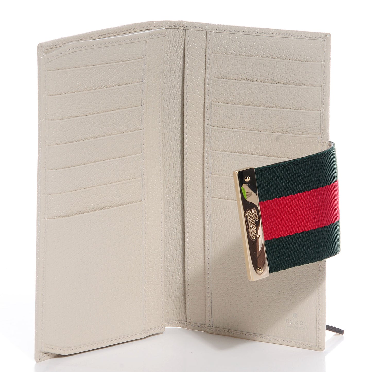 Monogram Calfskin Ladies Web Continental Wallet Beige Ebony Off White