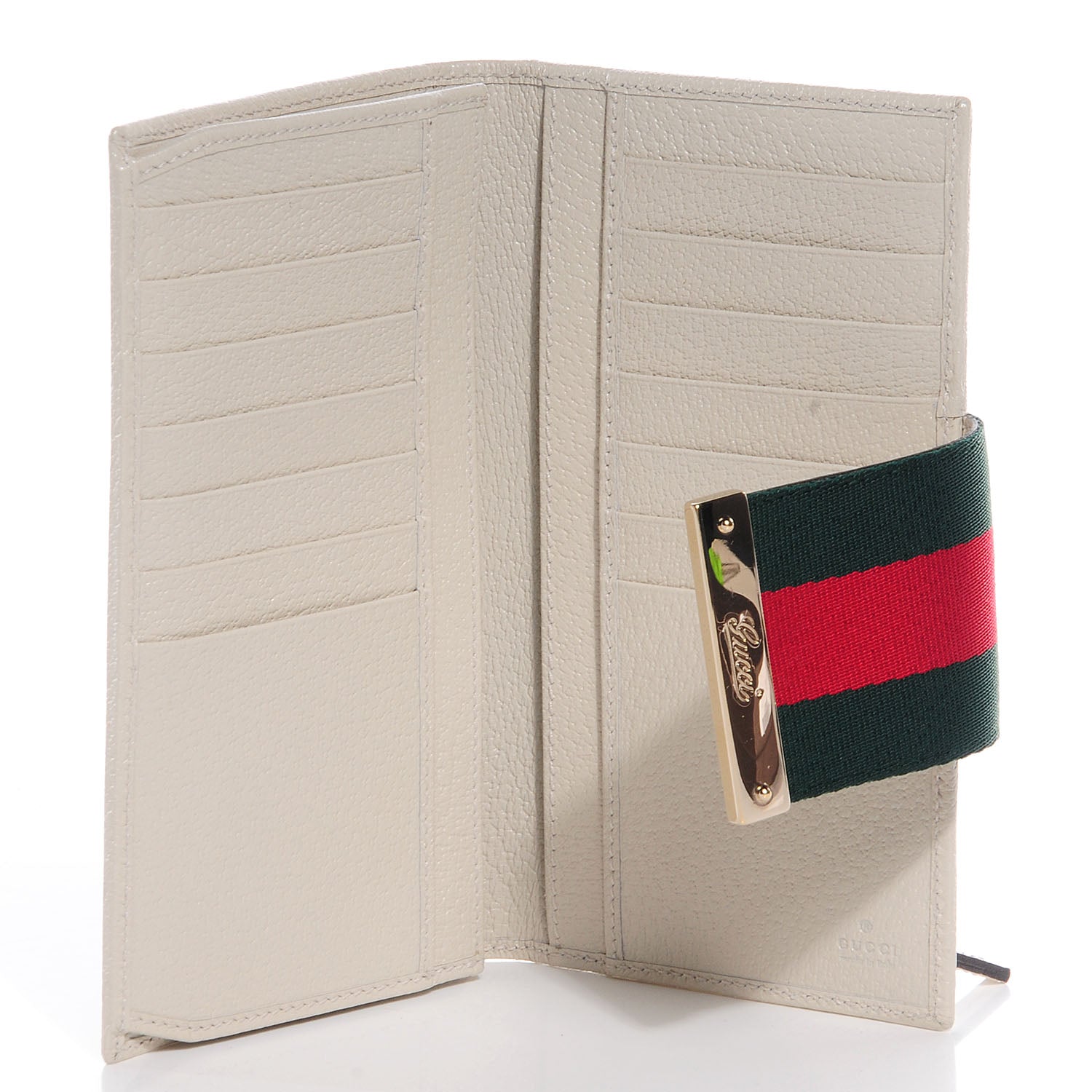 Gucci Monogram Calfskin Ladies Web Continental Wallet Beige Ebony Off White 6 of 8