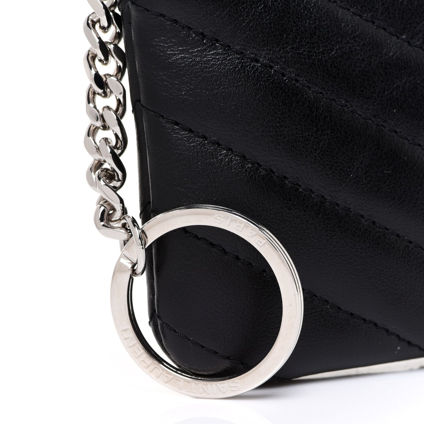 Calfskin Matelasse Monogram Key Pouch Black