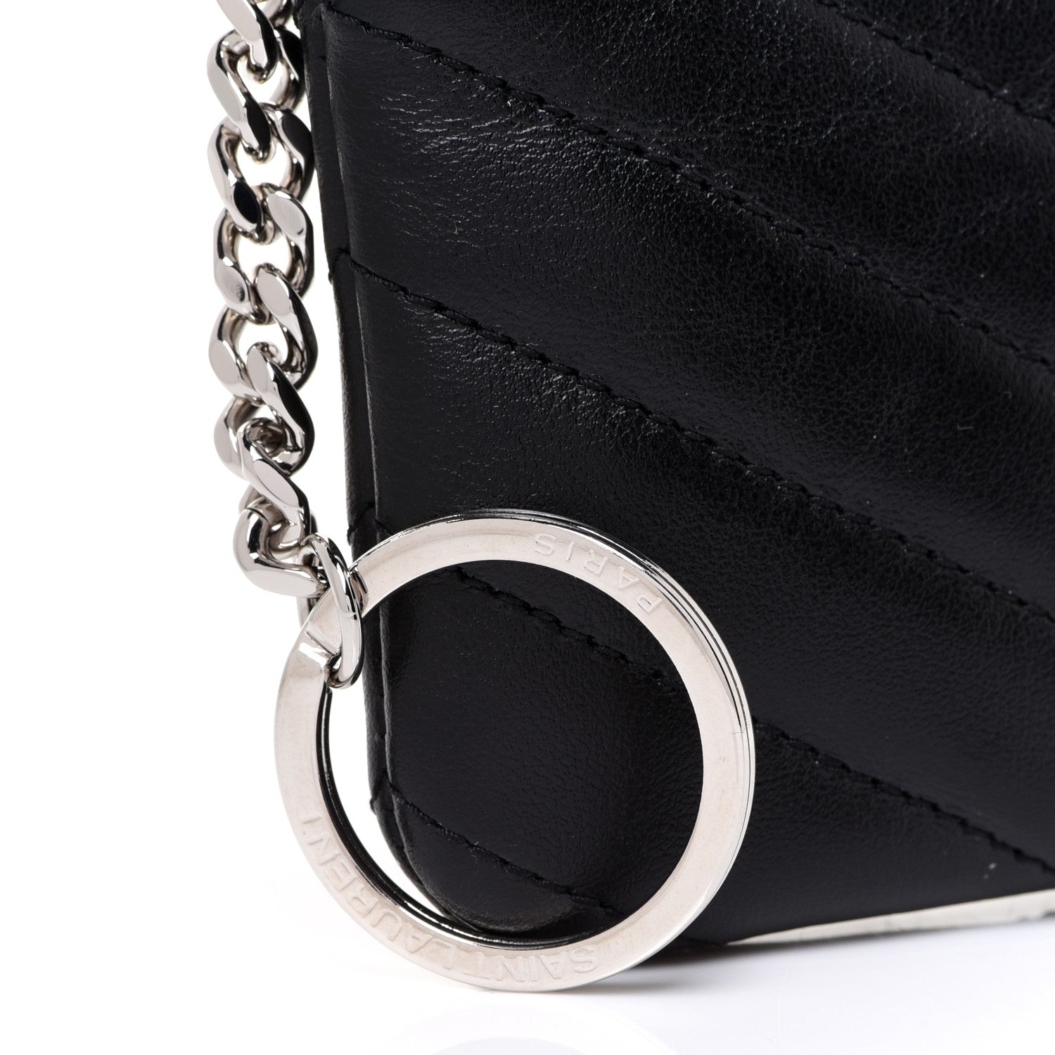 Saint Laurent Calfskin Matelasse Monogram Key Pouch Black 8 of 9
