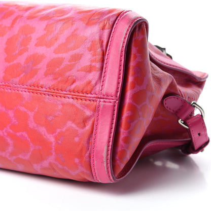 Alexander McQueen Calfskin Leopard Print Small Skull Padlock Zip Around Tote Pink 8 of 20