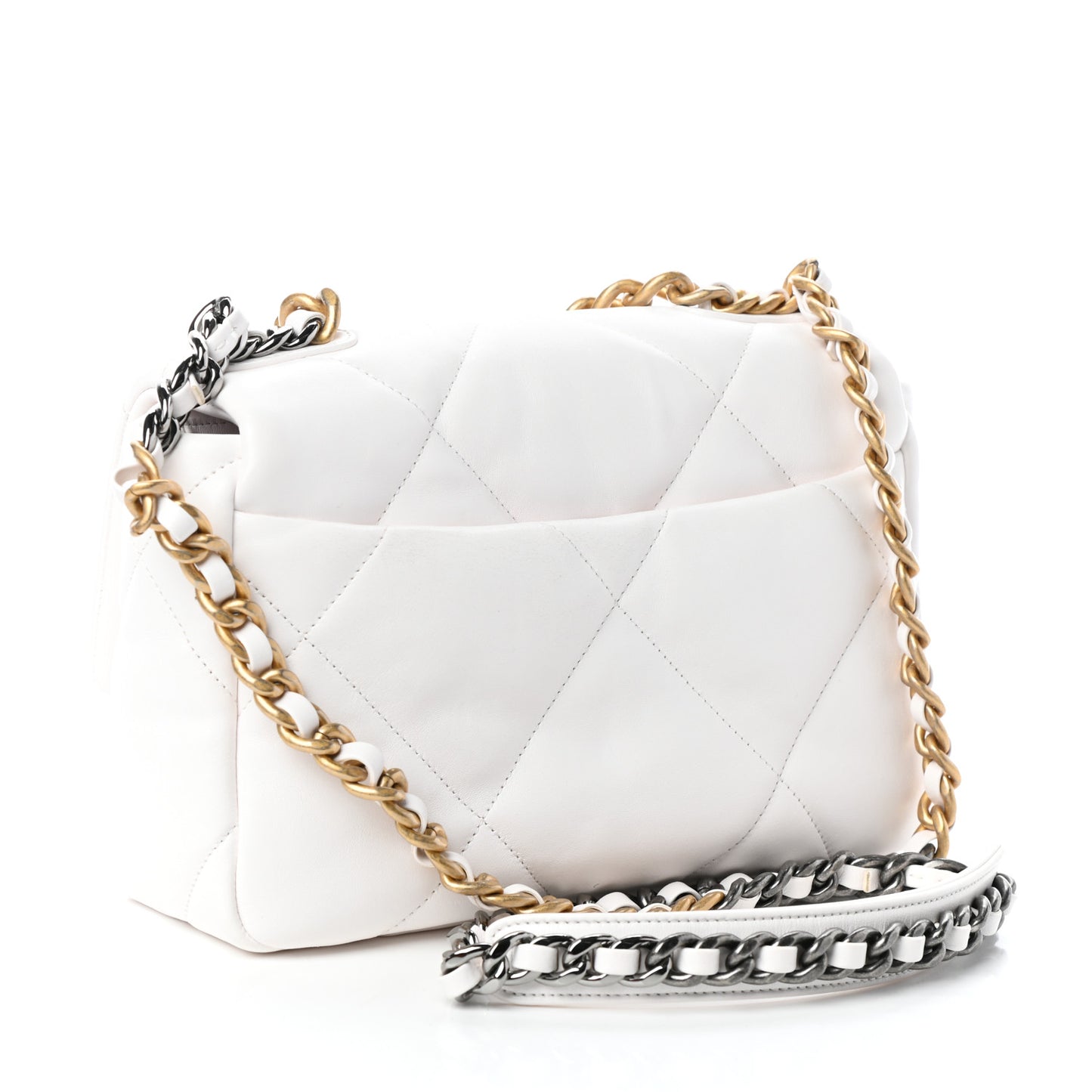 Lambskin Quilted Medium Chanel 19 Flap White
