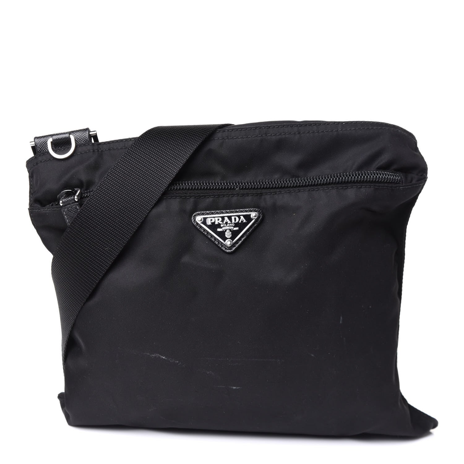 Prada Nylon Vela Flat Messenger Bag Black 1 of 11