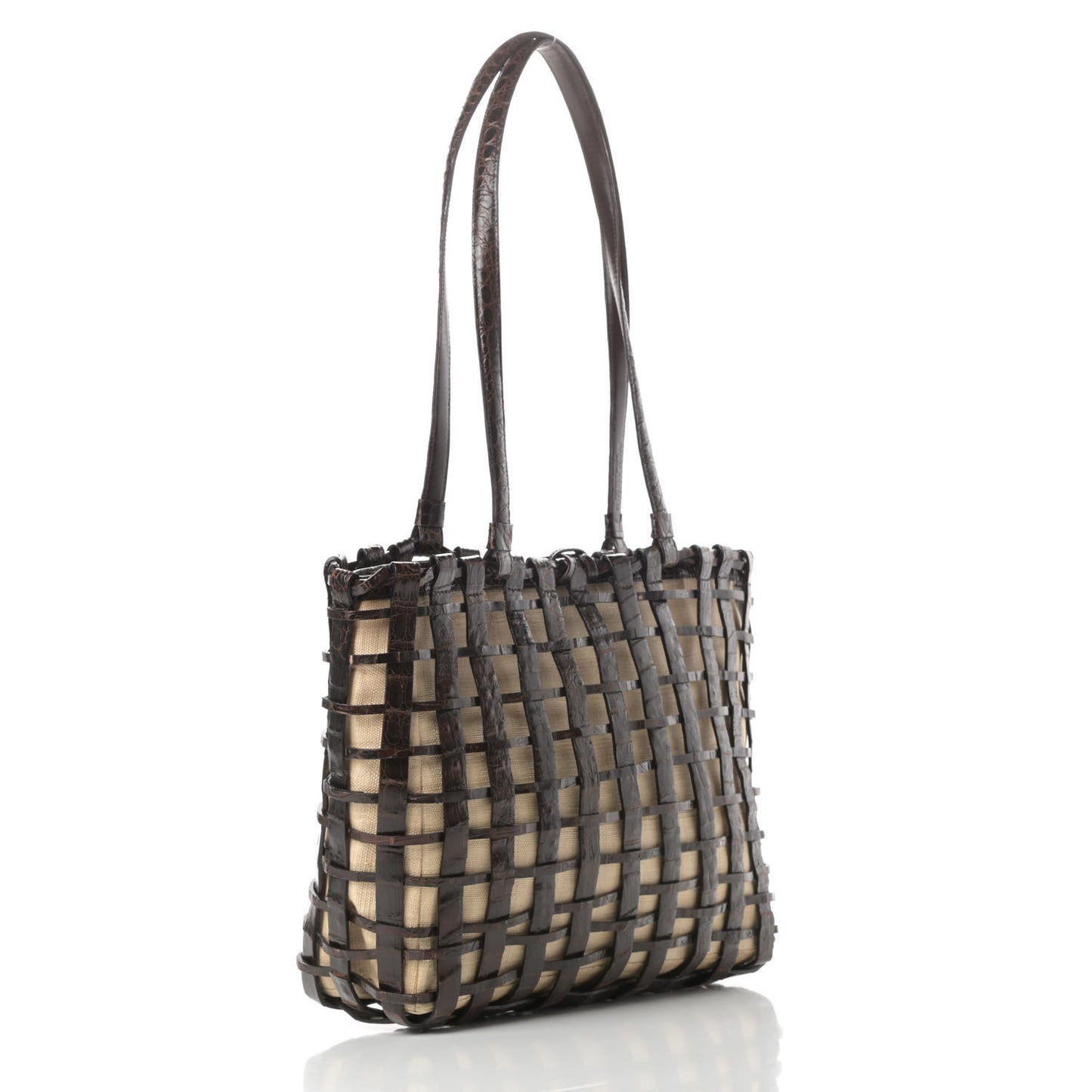 Crocodile Woven Tote Brown