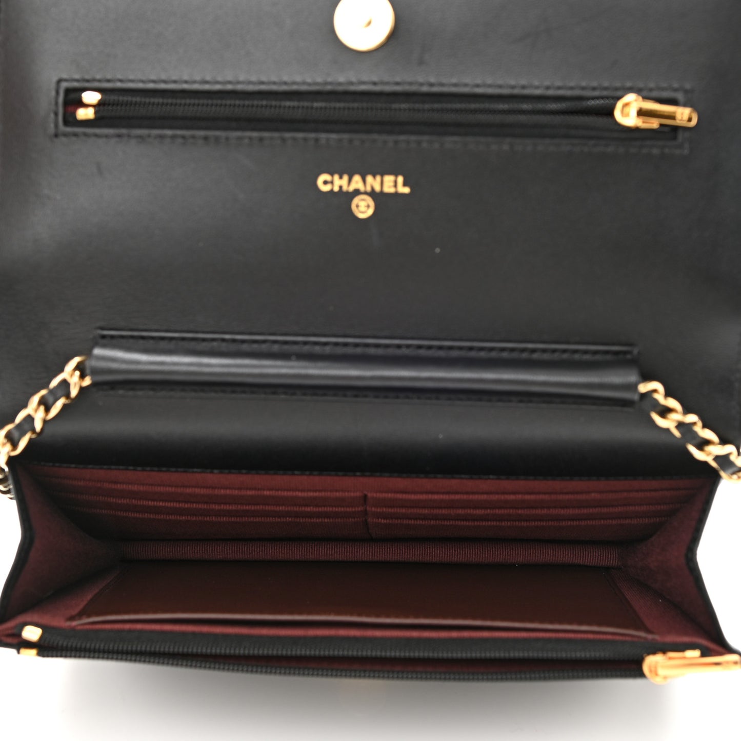 Lambskin Quilted Wallet On Chain WOC Black