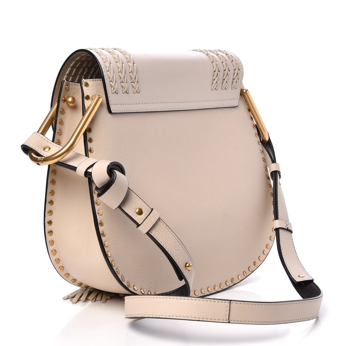 Calfskin Braided Medium Hudson Shoulder Bag Abstract White