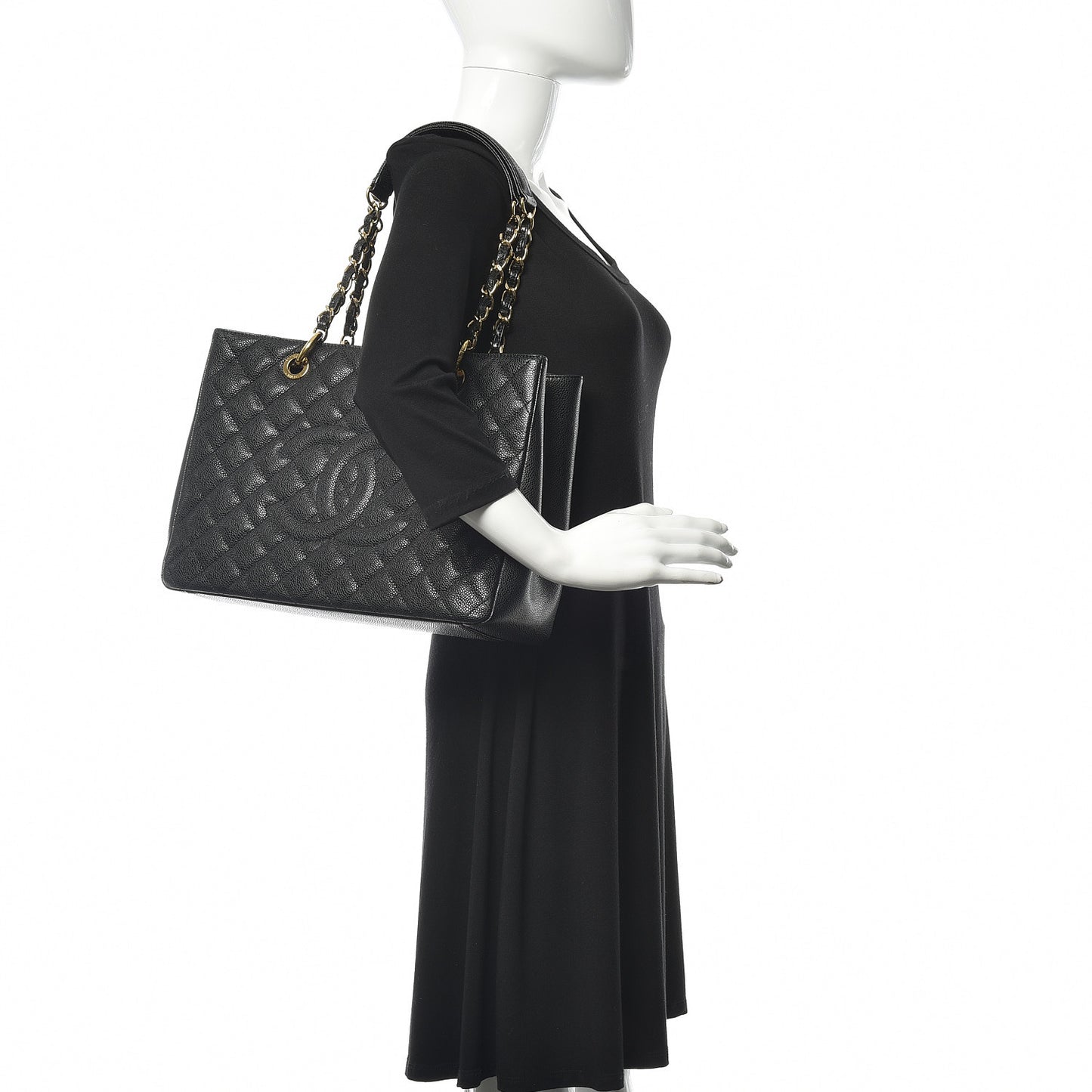 Caviar Quilted Grand Shopping Tote GST Black