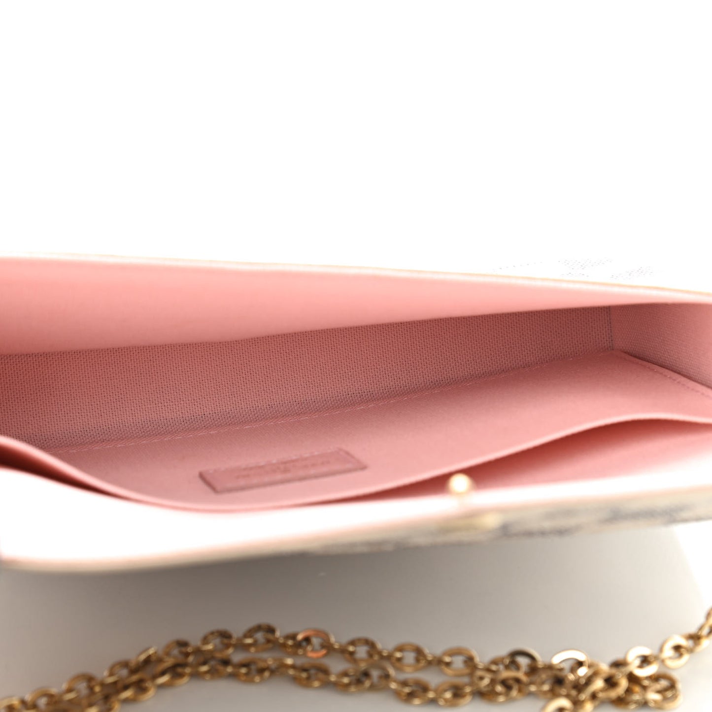 Damier Azur Pochette Felicie Chain Wallet Rose Ballerine