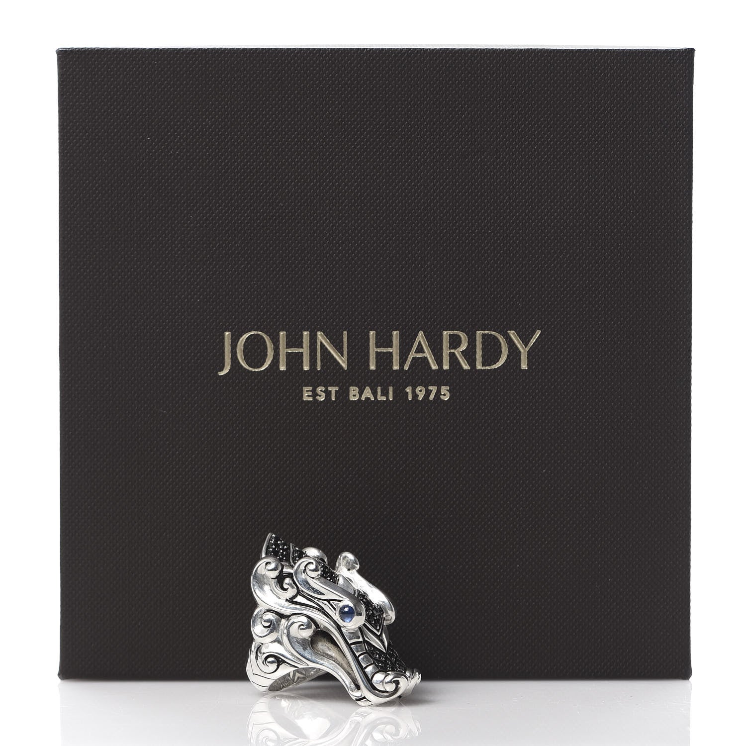 John Hardy Sterling Silver Black Spinel Sapphire Naga Head Ring 53 6.25 8 of 8