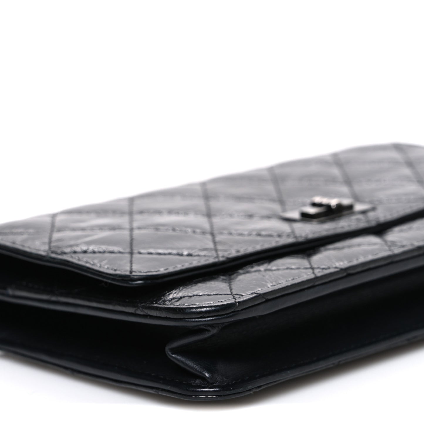 Glazed Aged Calfskin Reissue Wallet On Chain WOC So Black