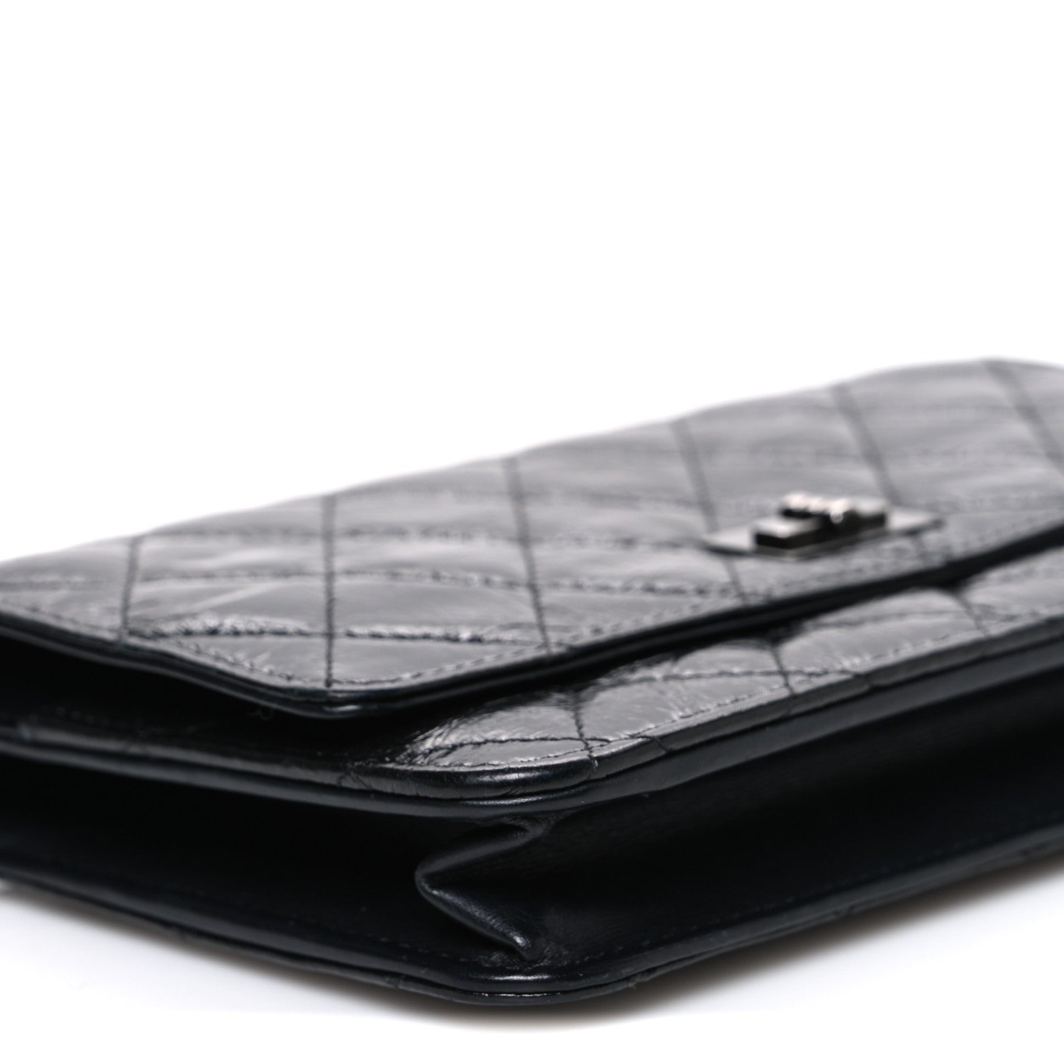 Chanel Glazed Aged Calfskin Reissue Wallet On Chain WOC So Black 10 of 11