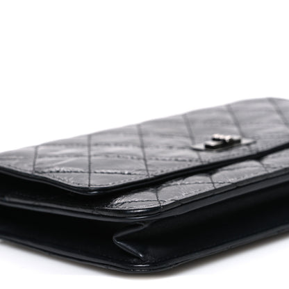 Chanel Glazed Aged Calfskin Reissue Wallet On Chain WOC So Black 10 of 11