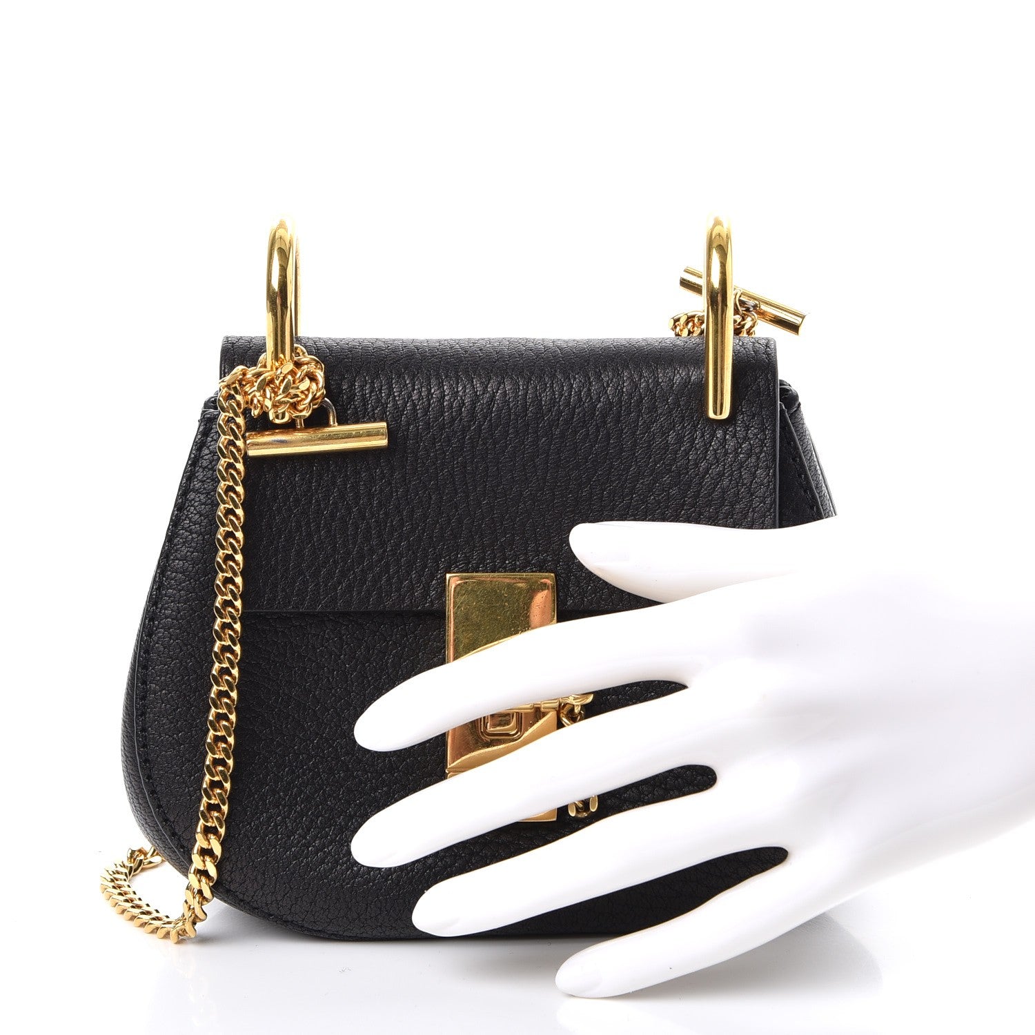 Chloe Grained Lambskin Mini Drew Shoulder Bag Black 3 of 8