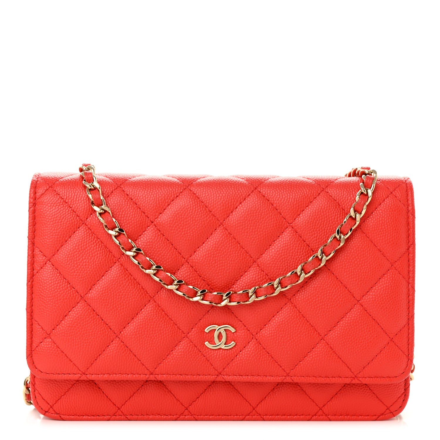 Chanel Caviar Quilted Wallet on Chain WOC Red 1 of 13