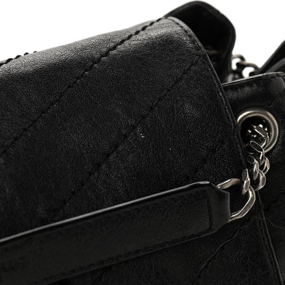 Saint Laurent Pebbled Lambskin Chevron Monogram Small Nolita Black 12 of 12