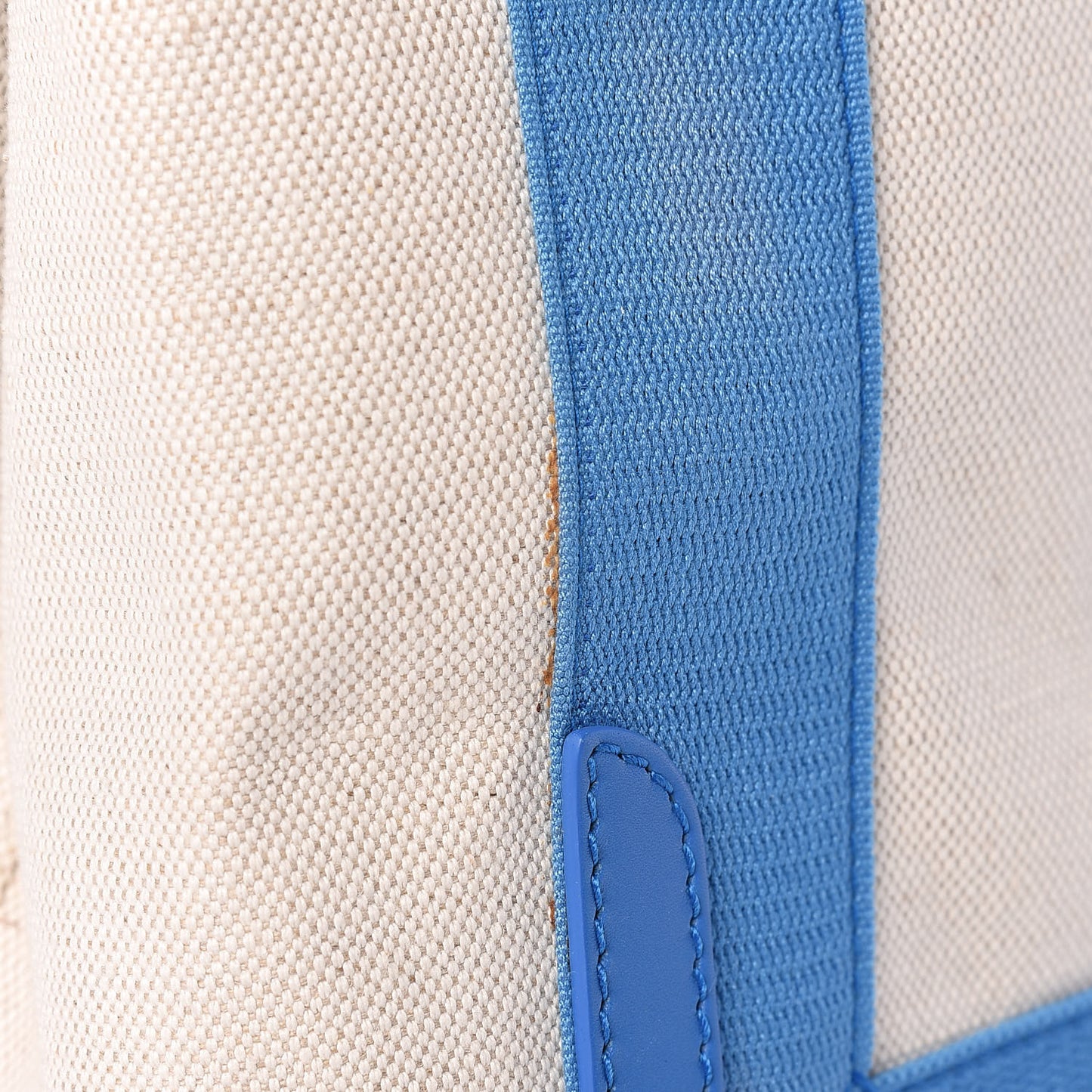 Cotton Canvas Satin Calfskin S Navy Cabas Natural Bleu