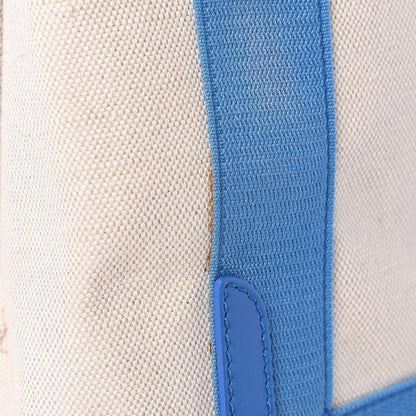Balenciaga Cotton Canvas Satin Calfskin S Navy Cabas Natural Bleu 12 of 17