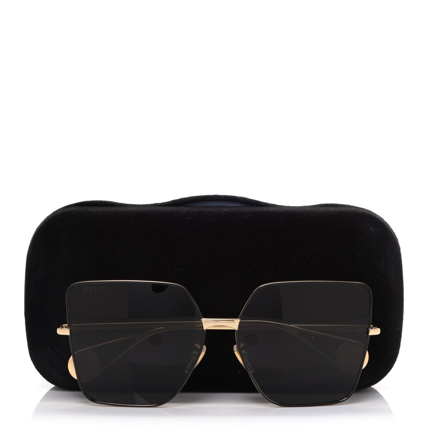 Square Frame GG0436S Sunglasses Black Gold