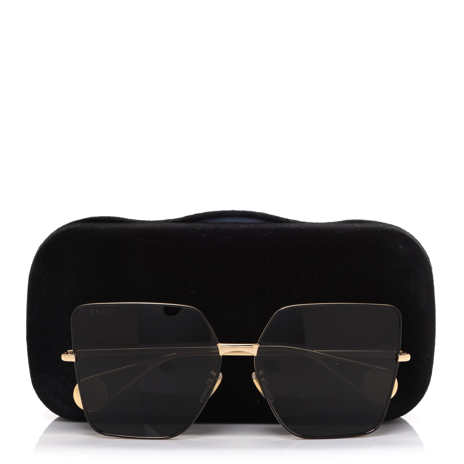 Gucci Square Frame GG0436S Sunglasses Black Gold 7 of 7